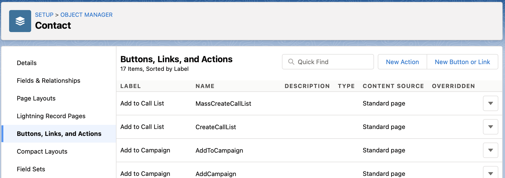 Contact Button and Actions