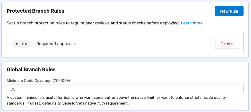Salesforce branch policies