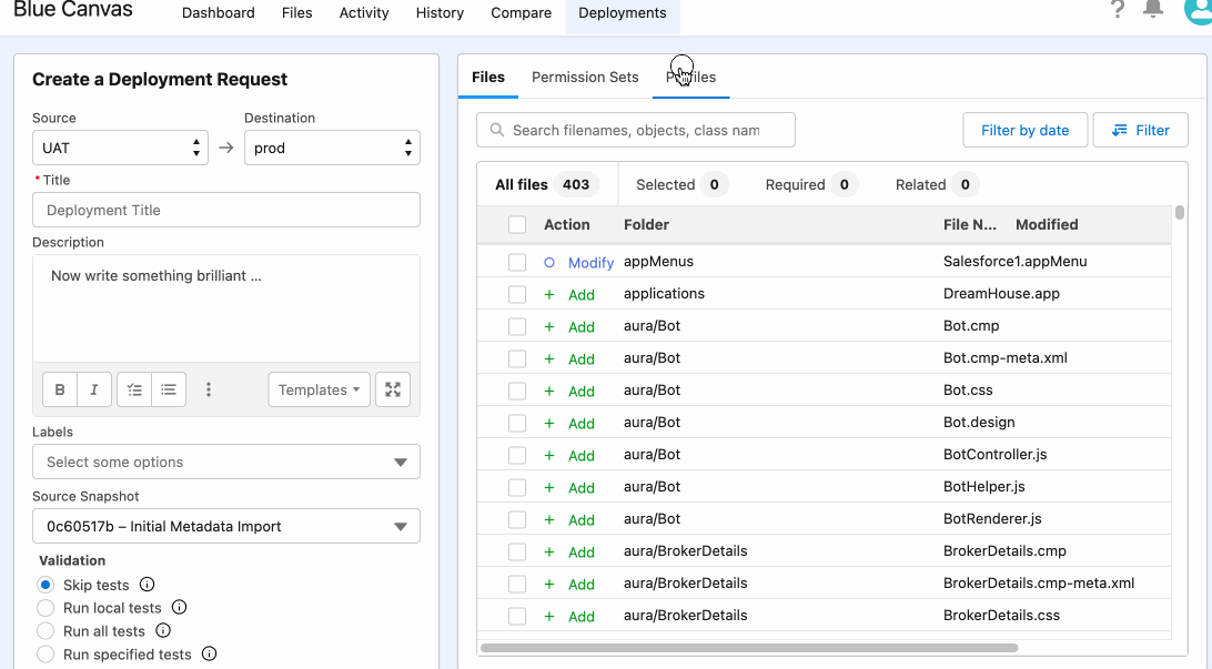 Deploying Salesforce Permission Sets between orgs with Blue Canvas