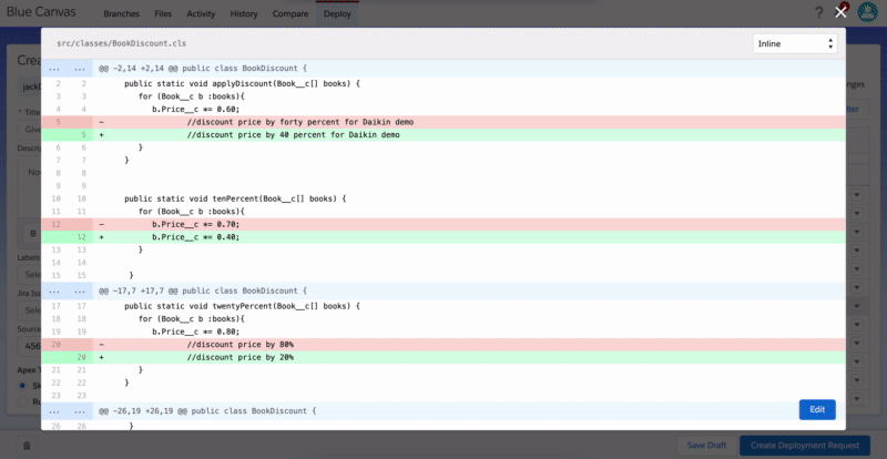 Merging using Git hunks and Salesforce.