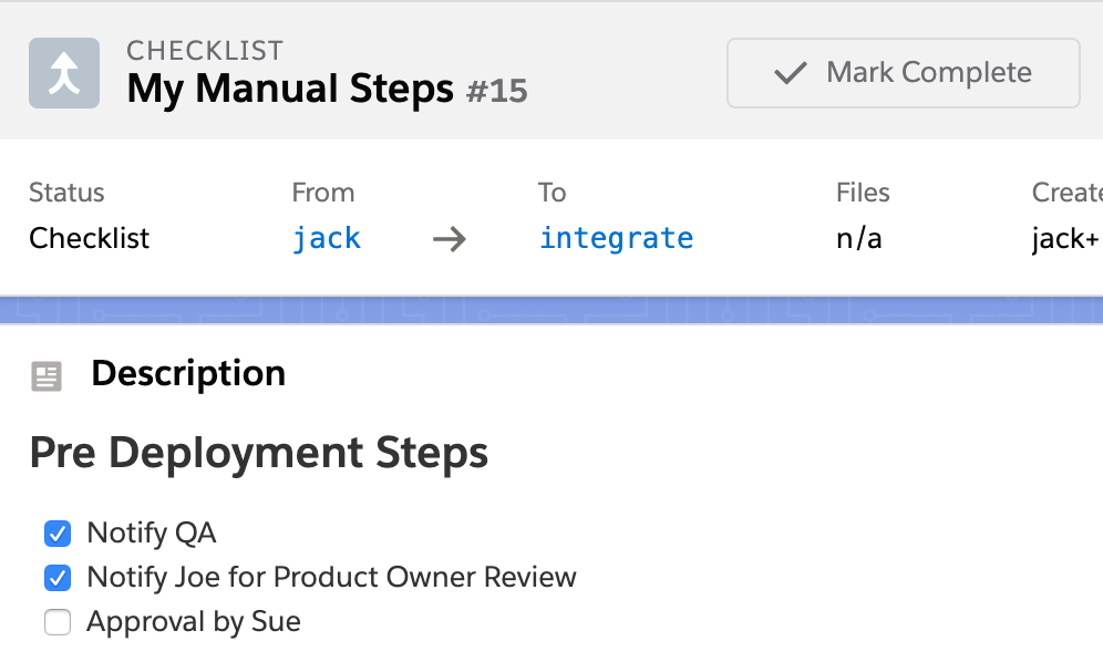 Deployment checklists