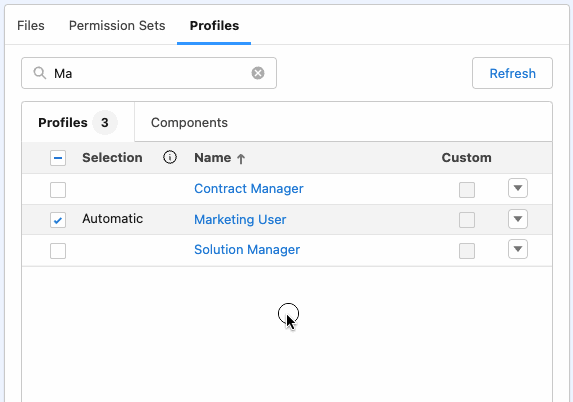 Choose which Properties of the Profiles & Permission Sets you want to deploy