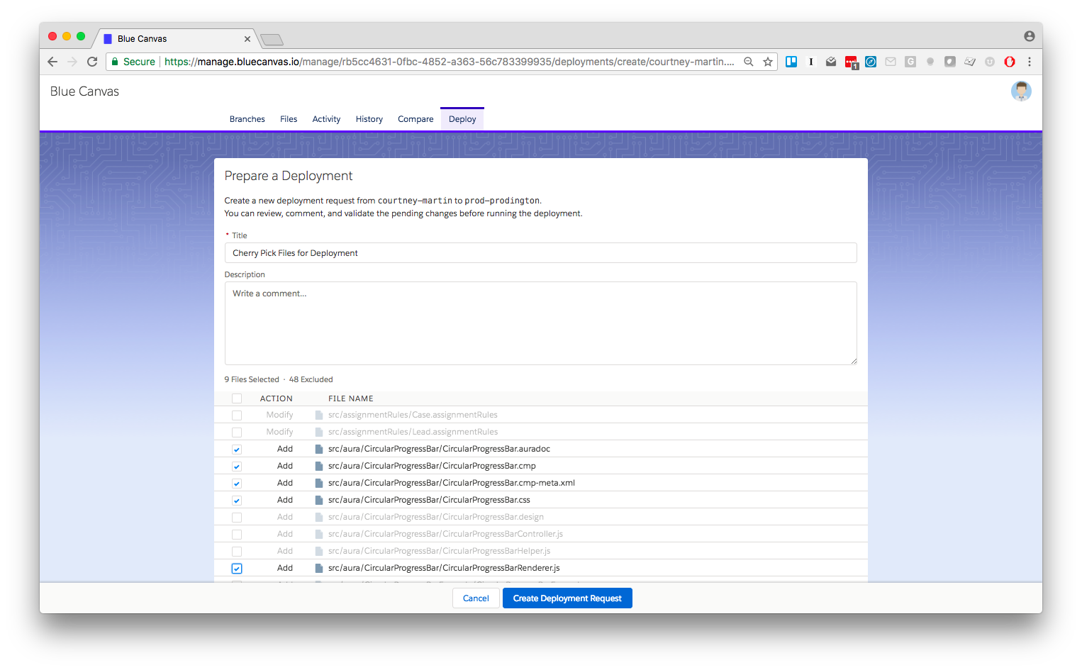 Salesforce cherry pick deploy