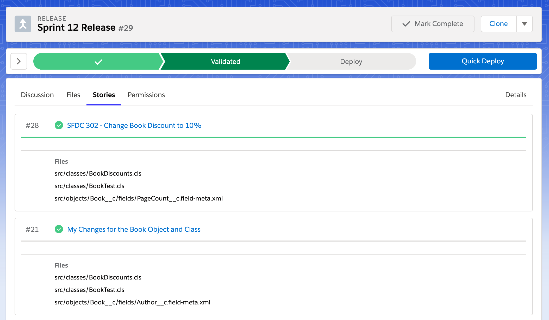 Bulk Release of multiple user stories into one Salesforce Deployment